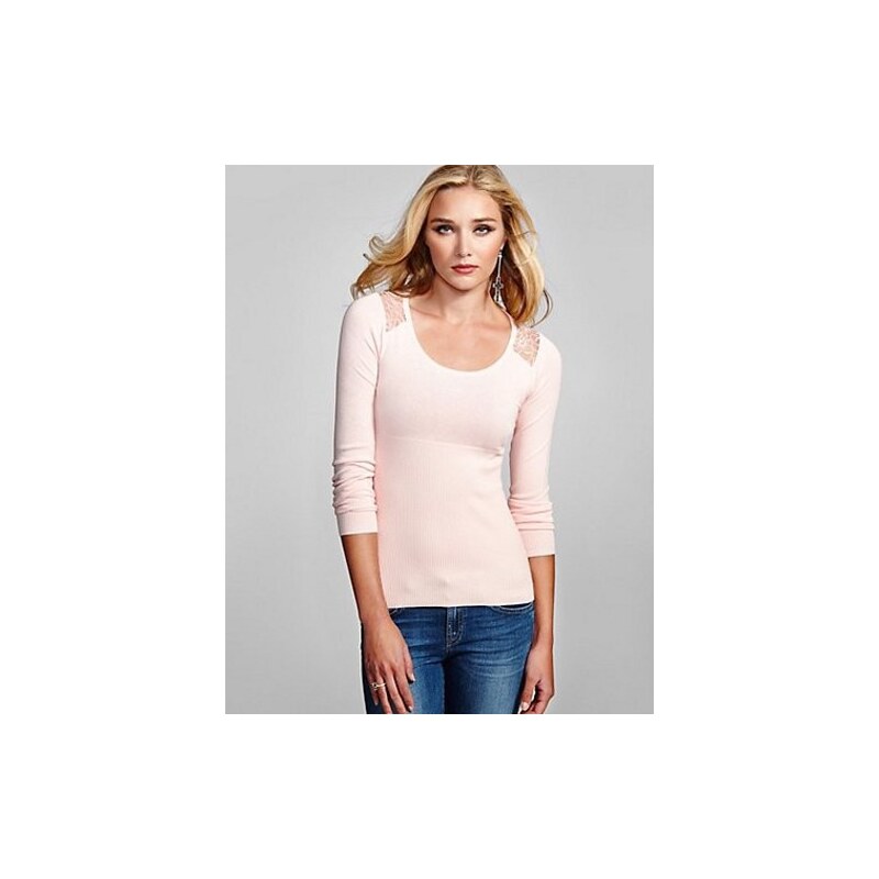 Svetr Guess Long-Sleeve Romance Sweater růžový