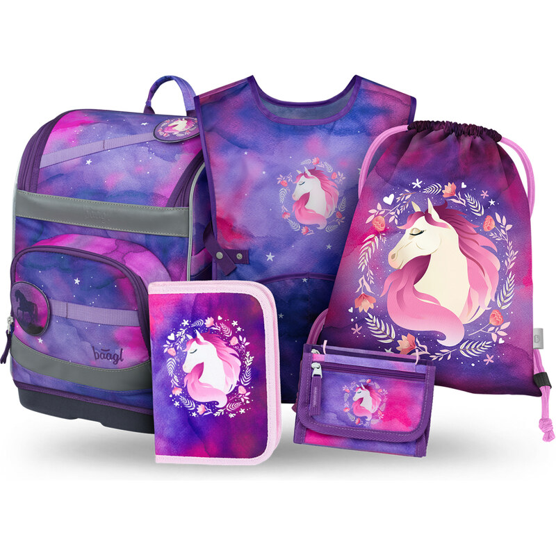 BAAGL SET 5 Zippy Plus Kůň: aktovka, penál, sáček, zástěra,