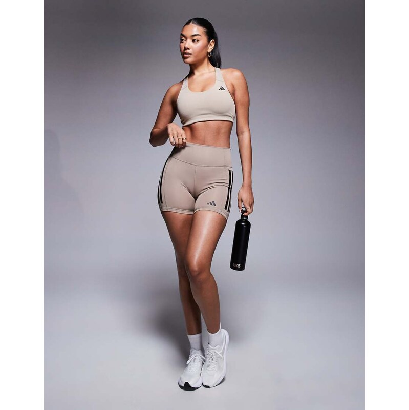 adidas performance adidas Training Optime booty shorts in chalky brown 106759006