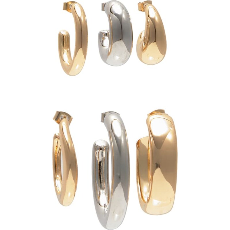 Pull&Bear pack of 6 hoop earrings in gold 106838373