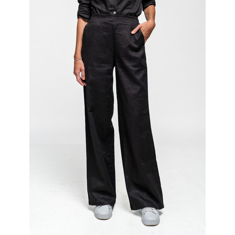 TallGuys Dámské prodloužené lněné kalhoty | Deep black 105224464