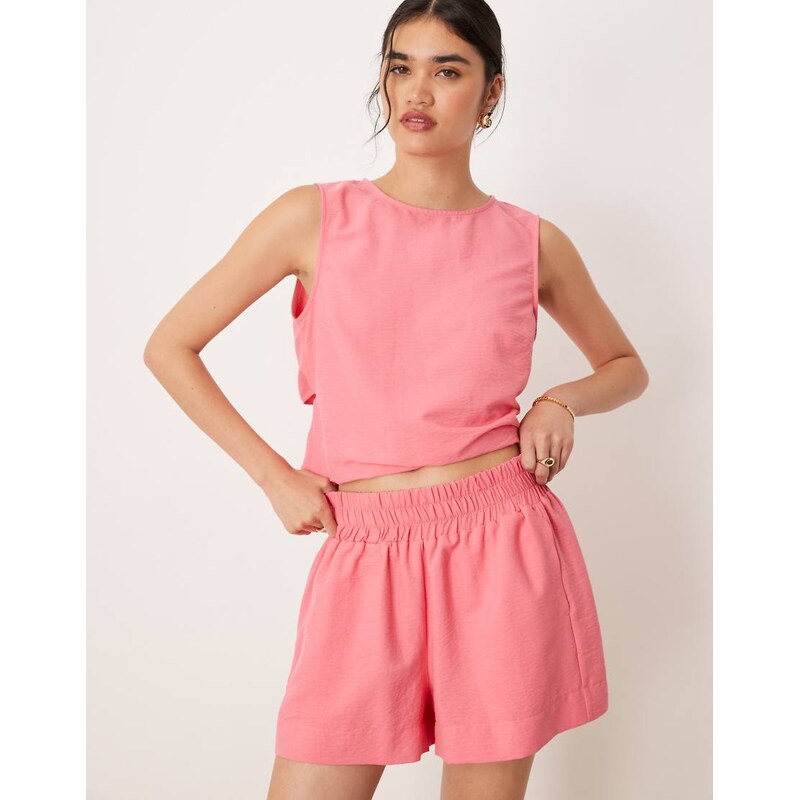 ASOS DESIGN pull on shorts co-ord in pink-Multi 106792934