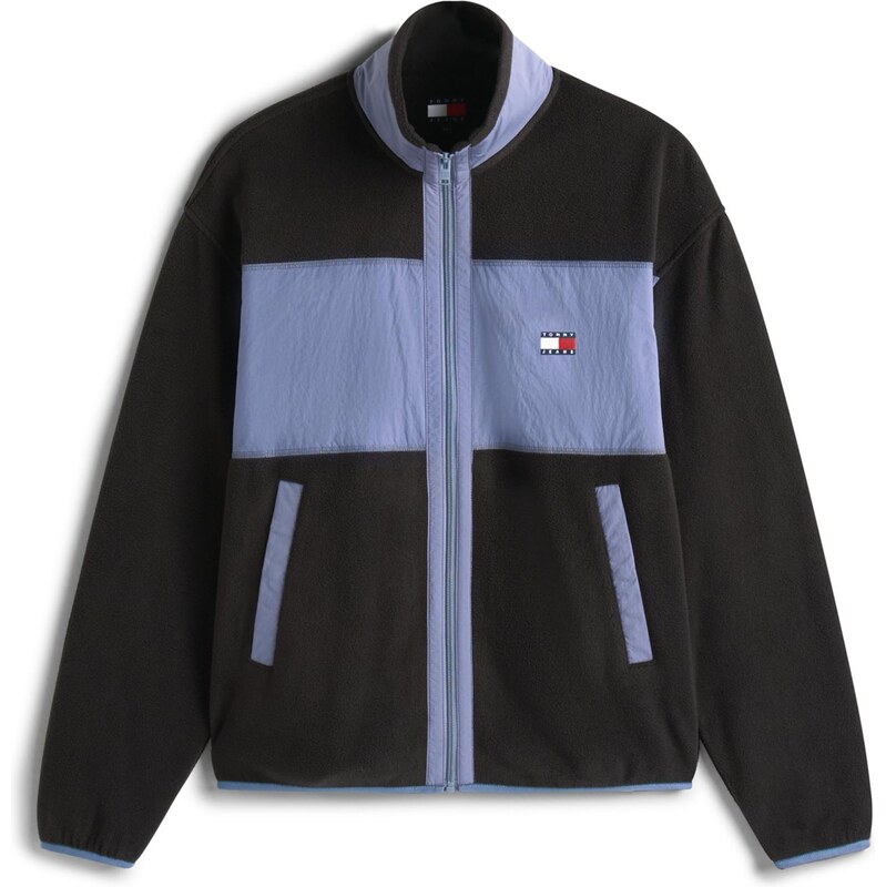 Tommy Jeans Fleecová mikina chladná modrá / černá