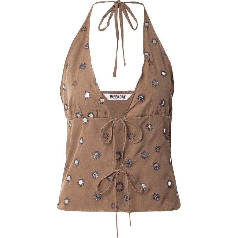 WEEKDAY Top Genas slonová kost / cappuccino / černá