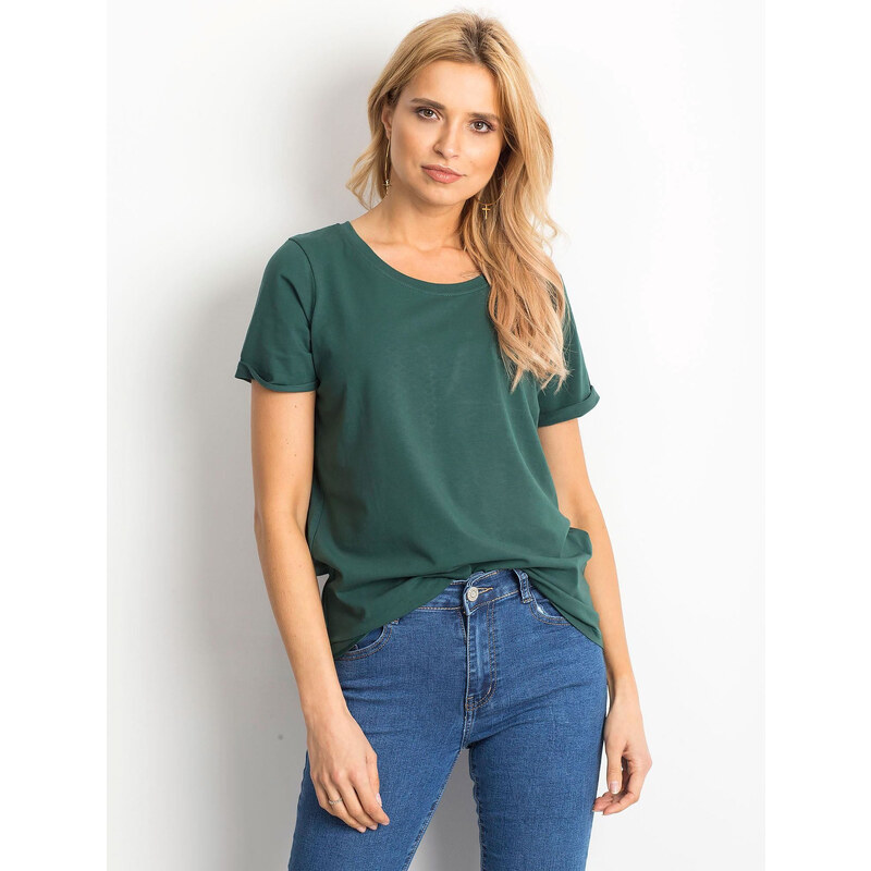 BASIC Dámské tmavě zelené tričko RV-TS-4838.17P-dark green
