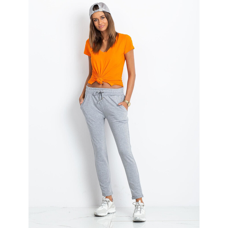 BASIC Dámské šedé tepláky -RV-DR-3698.05X-gray