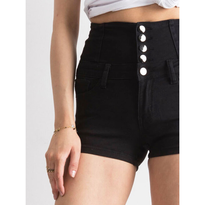BASIC Dámské černé šortky s knoflíky JMP-SN-DJ1015.36-black