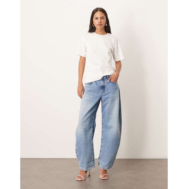 ARRANGE Tova tapered curved leg Jean with roll hem in light wash-Blue 115511896