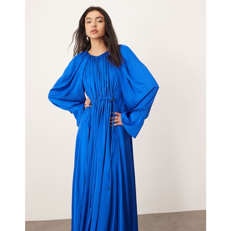ARRANGE satin drape maxi dress in cobalt blue 115541467