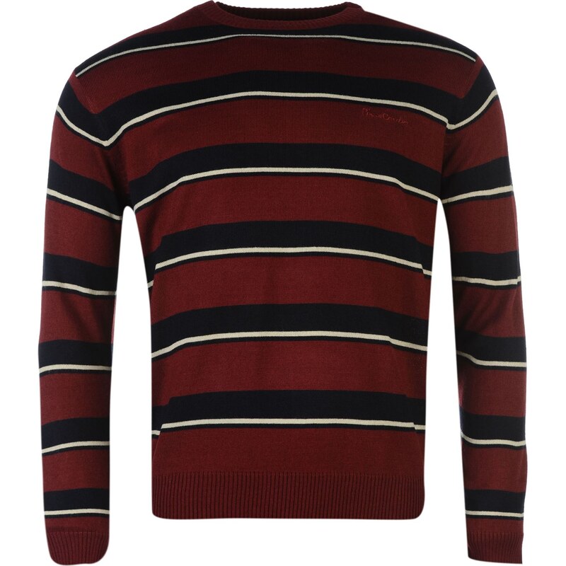 Svetr pánský Pierre Cardin Two Stripe Knitted Burgundy/Navy