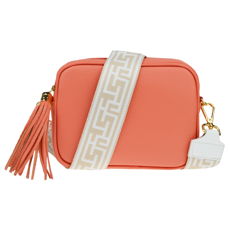 Růžová kožená italská crossbody kabelka Bala Salmone s přídavným