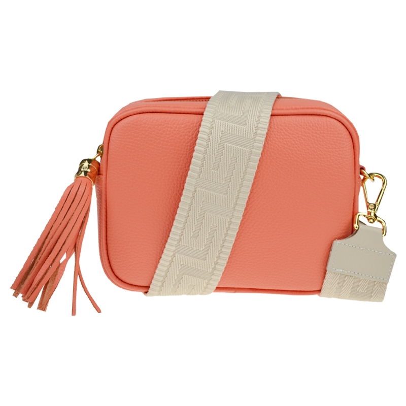 Růžová kožená italská crossbody kabelka Bala Salmone s přídavným