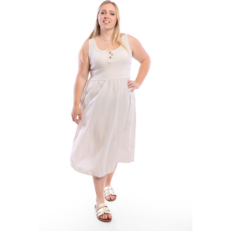 Italy fashion Letní šaty AMANDA Barva: Krémová, Velikost: UNI: M-XL 106782225