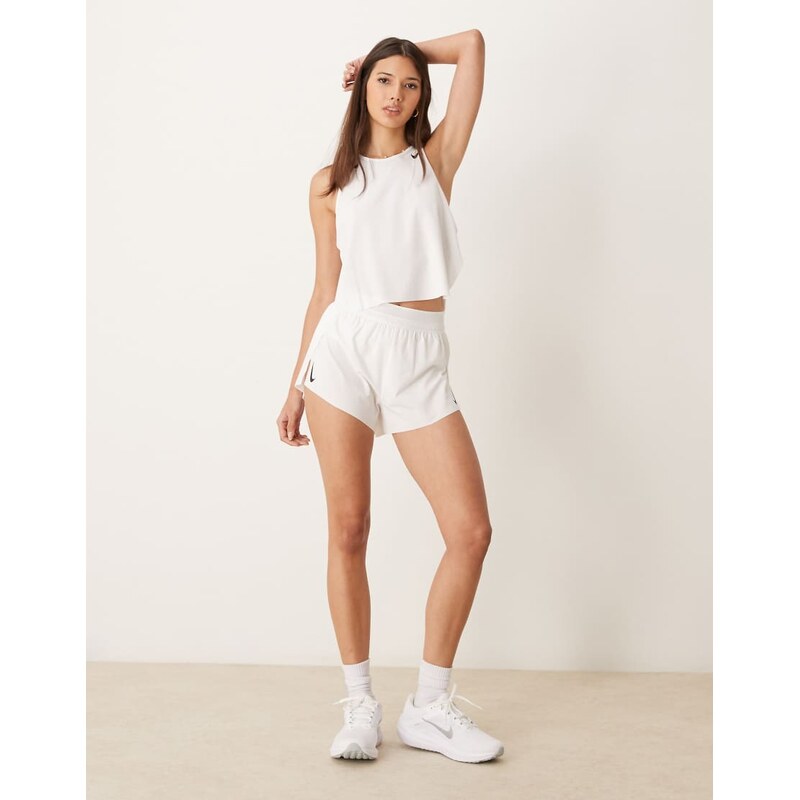 Nike Running Aeroswift Dri-FIT plisse mid rise shorts in white - WHITE 106786566