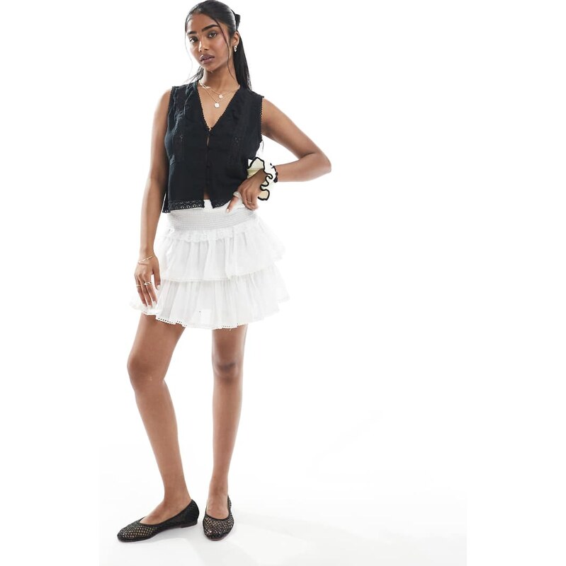 ASOS DESIGN lace trim rara mini skirt in white