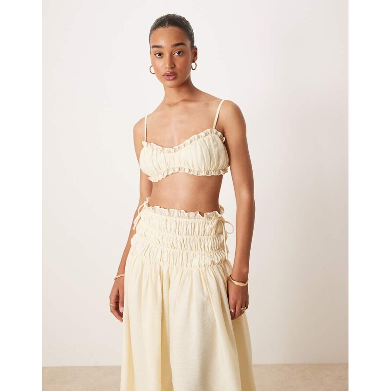 Wanderdoll Soulie linen look ruched tie back bralette top co-ord