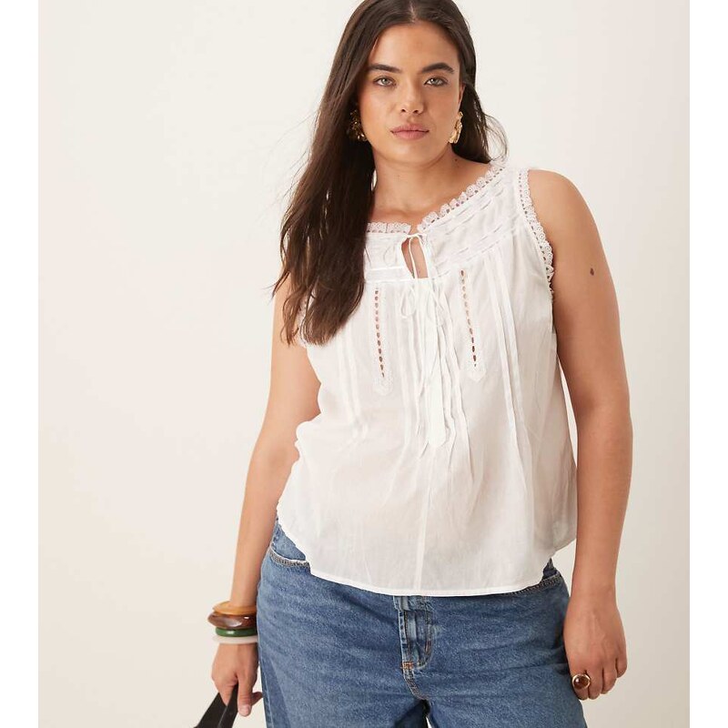ASOS Curve ASOS DESIGN Curve sleeveless lace trim top with