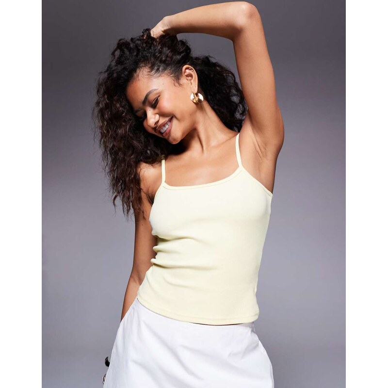 Princess Polly Baseline ribbed cami top in lemon-Yellow