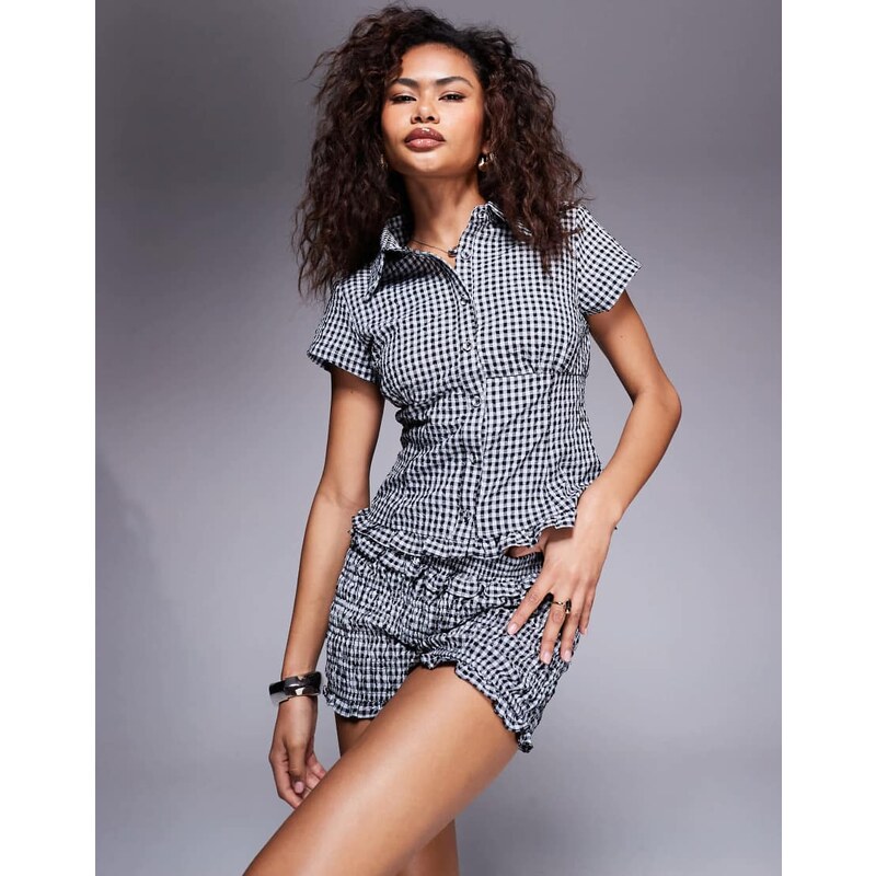 Princess Polly Covey fitted button through frill hem shirt co