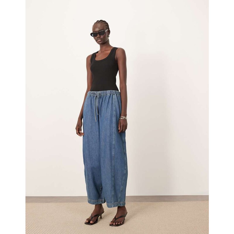 ARRANGE Willa barrel trouser in soft blue denim 114146813