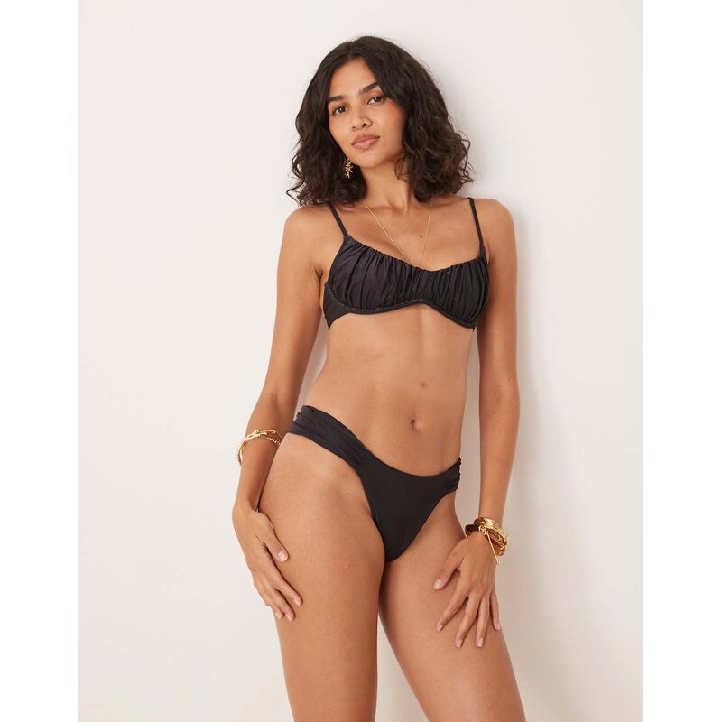 TALA gathered side bikini brief in black 106786815