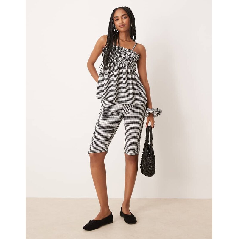 ASOS DESIGN capri legging co-ord in mono gingham-Multi