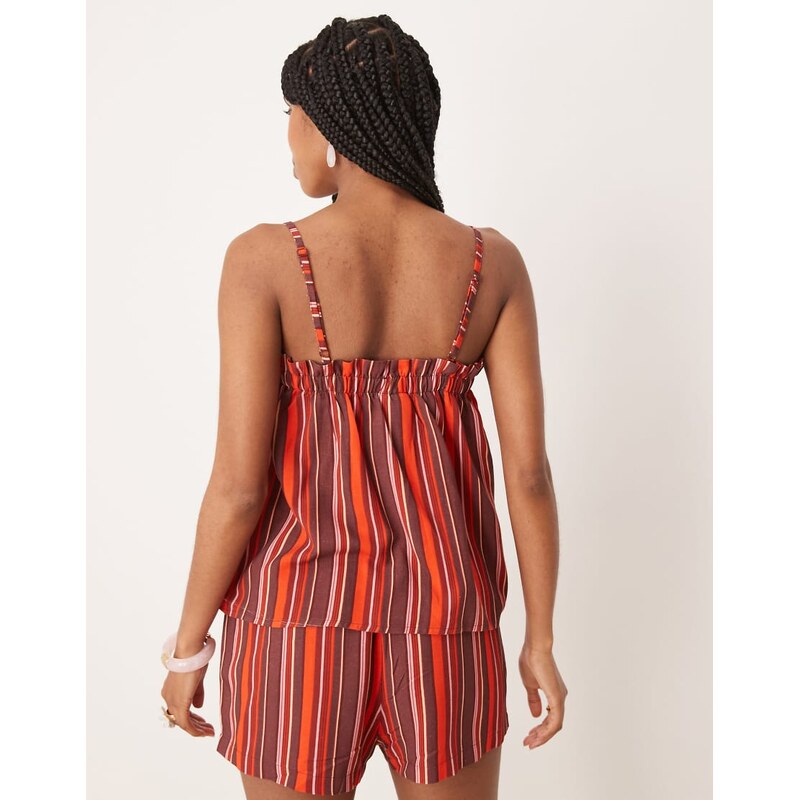 ASOS DESIGN trapeze cami top in maroon stripe-Multi