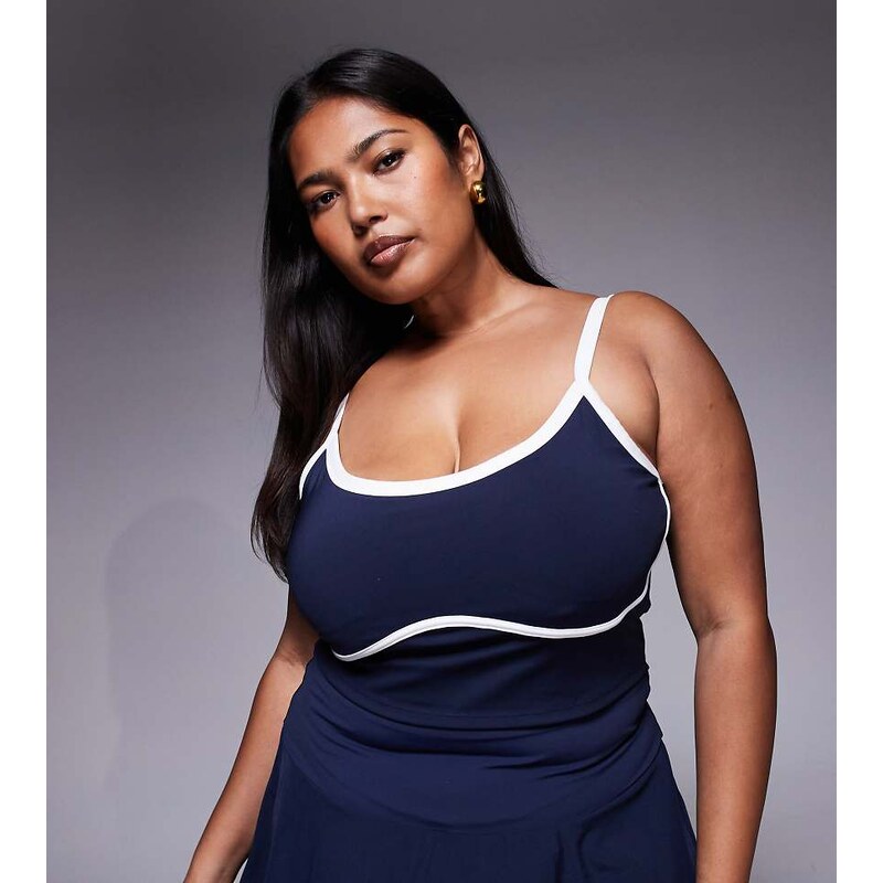 4505 Curve active vest with inner bra and piping in navy 106788016