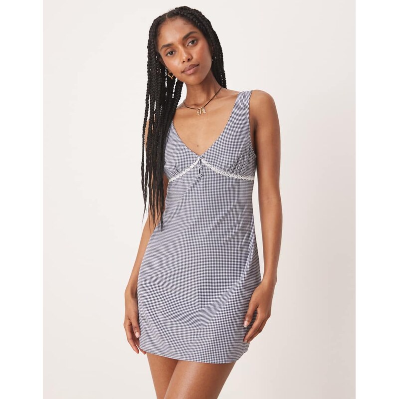 ASOS DESIGN fit and flare mini dress in gingham print-Multi
