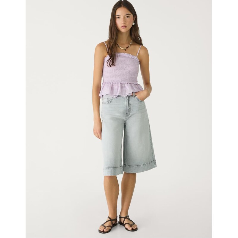 Stradivarius bermuda jorts in overdyed blue-Grey