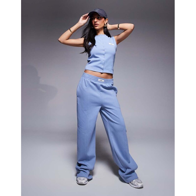 Kaiia cotton rich logo detail front seam wide leg joggers co-ord in 107044001