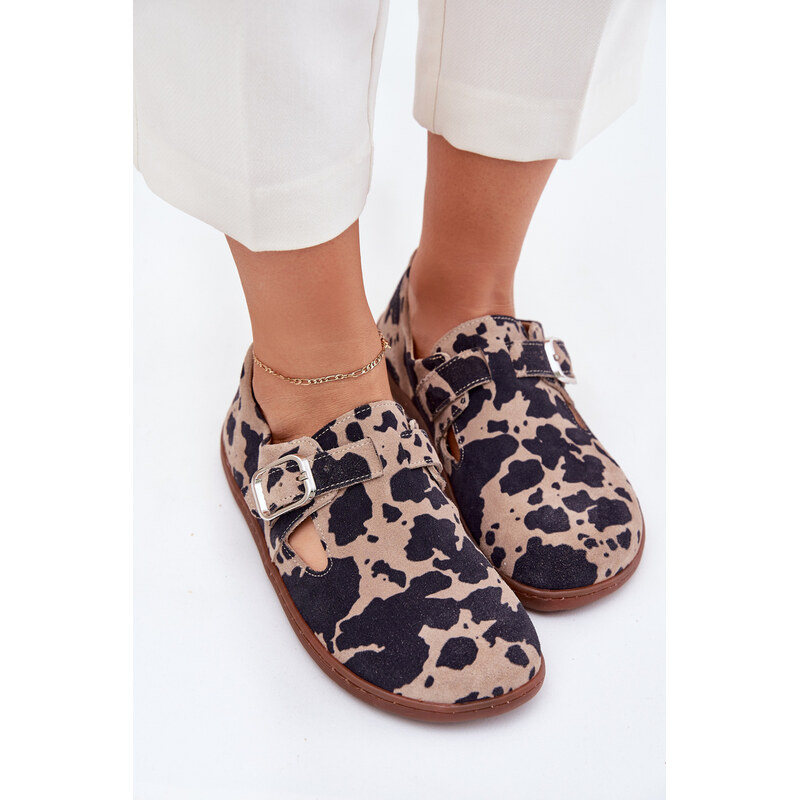 Semišové Polobotky Barefoot Dámské S Přezkou Patches Zazoo 107013481