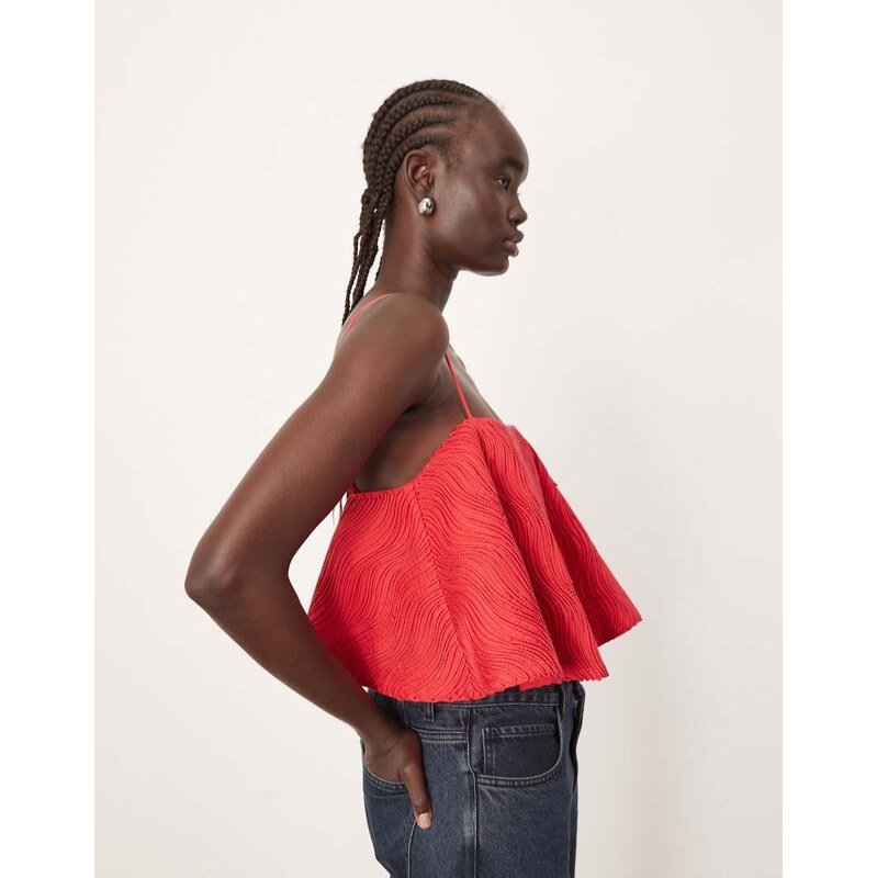 ARRANGE wavey texture structured trapeze cami top in red 114444891