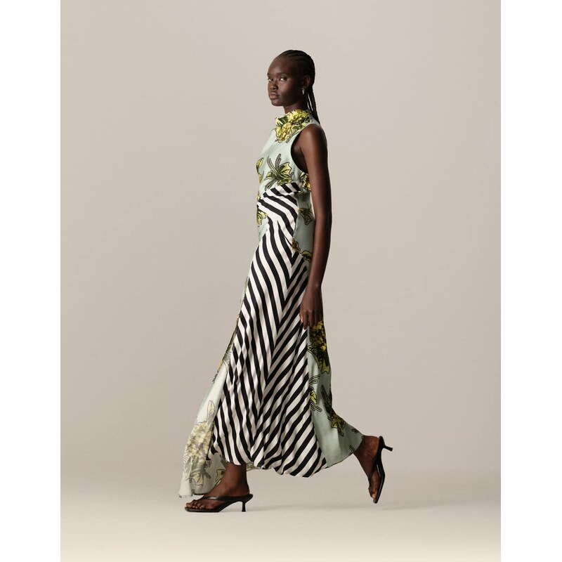 ARRANGE floral print and stripe sleeveless cowl neck maxi dress-Multi 109445859