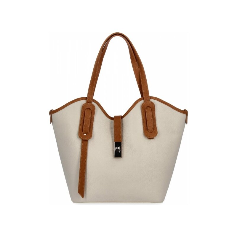 Kožené kabelka shopper bag Vittoria Gotti béžová 631 106794952