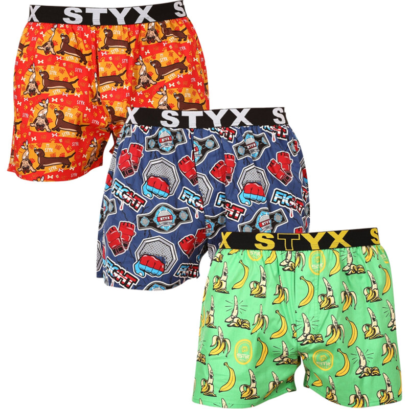 3PACK pánské trenky Styx art sportovní guma vícebarevné (3B13946