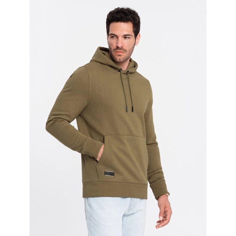 Ombre Clothing Pánská mikina Basic olive V2 SSBN-0161