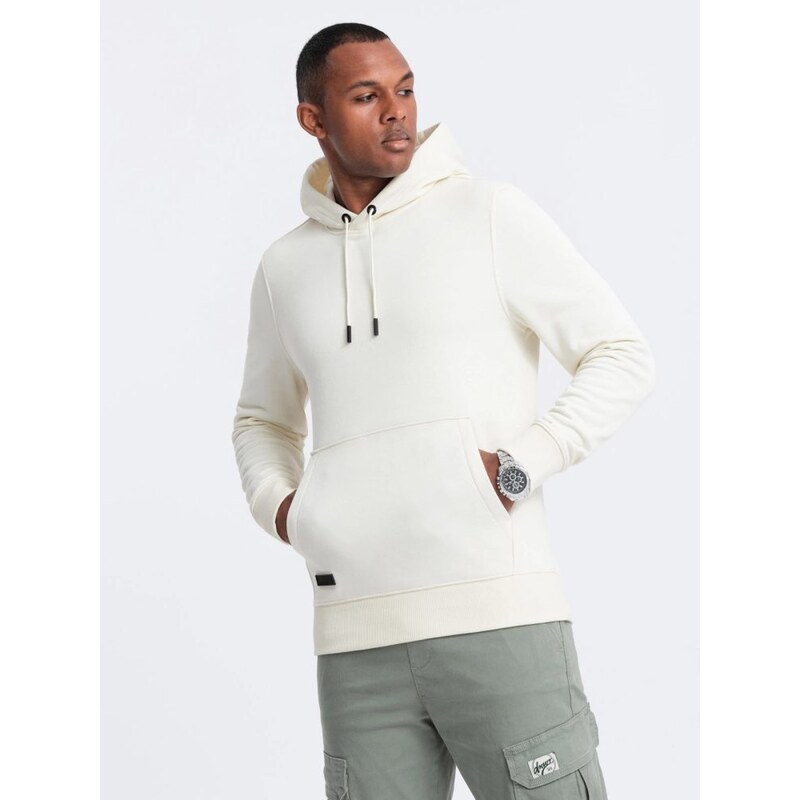 Ombre Clothing Základní krémová pánská mikina V5 SSBN-0161