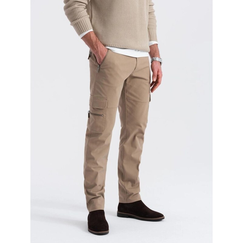 Ombre Clothing Trendové hnědé pánské joggery V3 PACG-0204