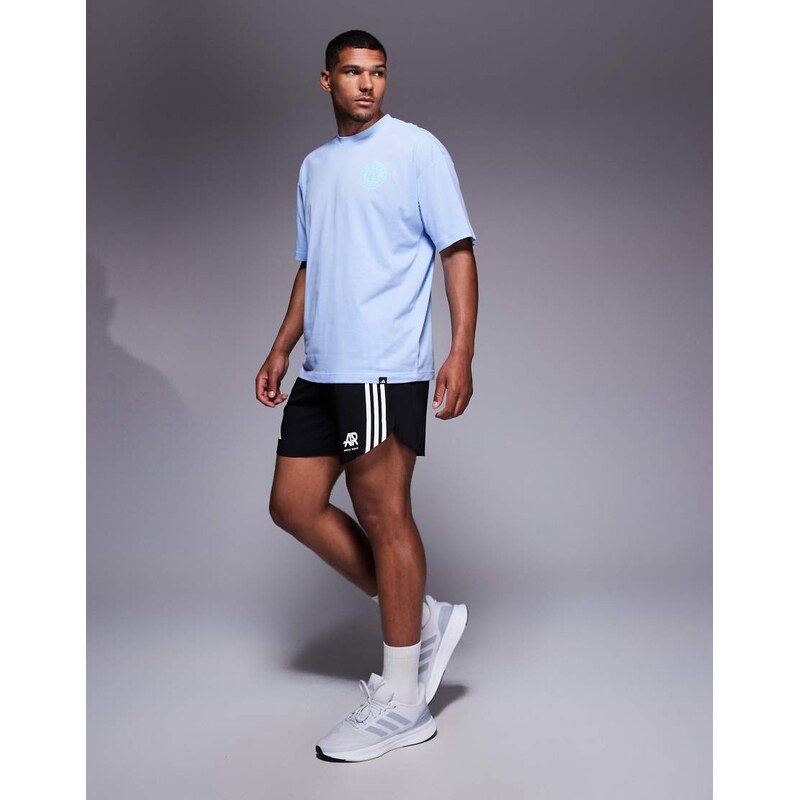 adidas performance adidas Running Own The Run 3 stripe shorts in