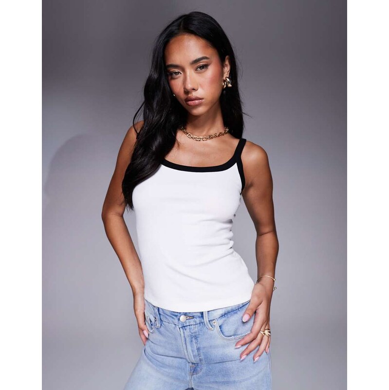 River Island contrast seam detail cami in white 106802551