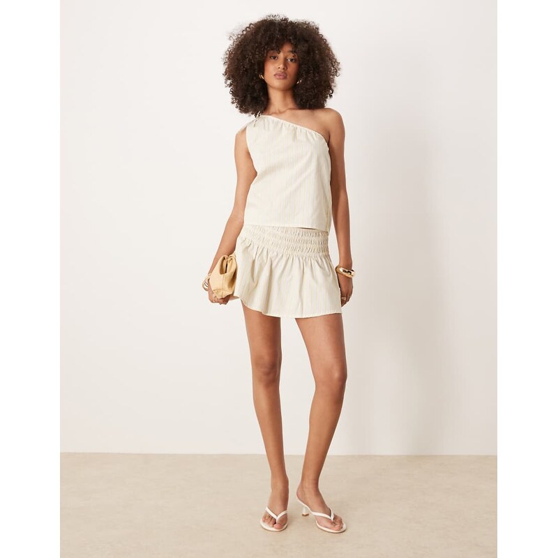 Motel nelesi candy stripe co-ord mini skirt in lemon yellow 106802573