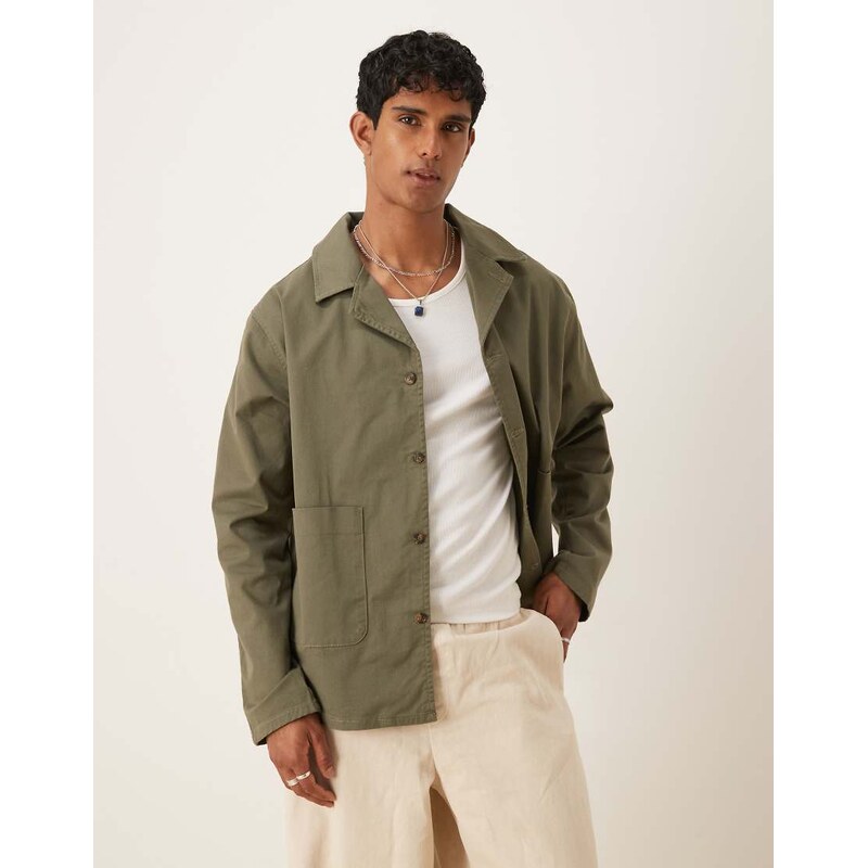 ASOS DESIGN ASOS DESGIN cotton twill worker jacket in green