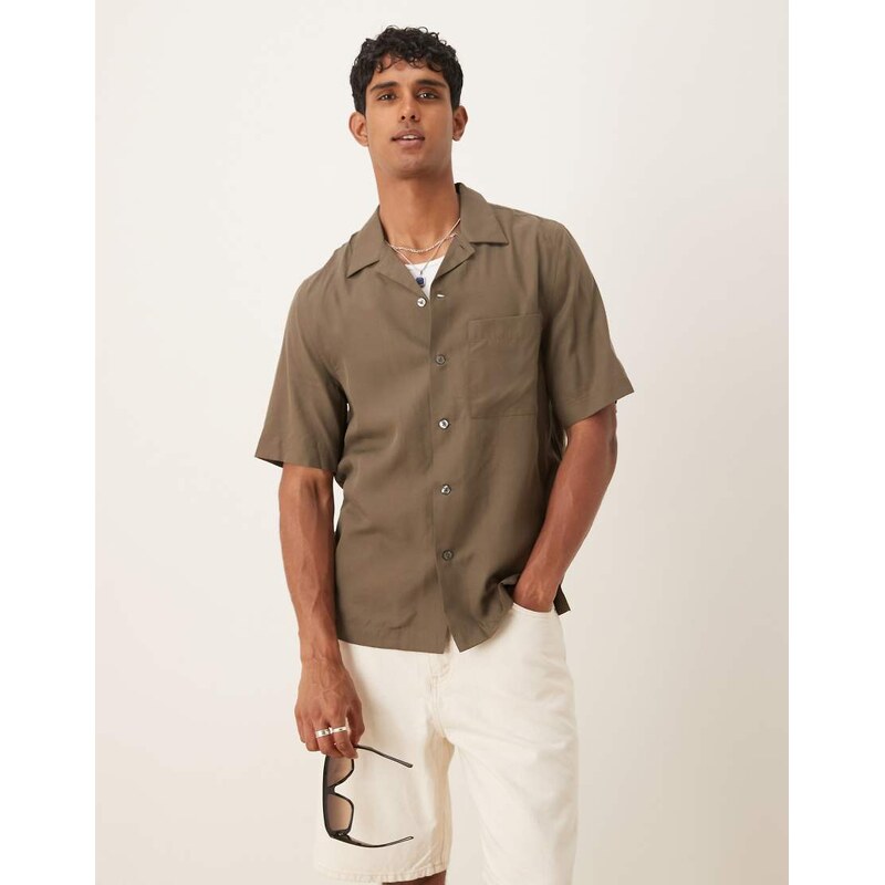 Mango short sleeve shirt in brown