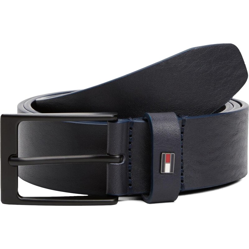 TOMMY HILFIGER Opasek Enamel Flag Rectangular Buckle tmavě modrá