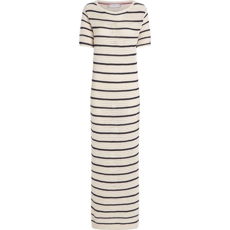 TOMMY HILFIGER Úpletové šaty POINTELLE slonová kost / marine