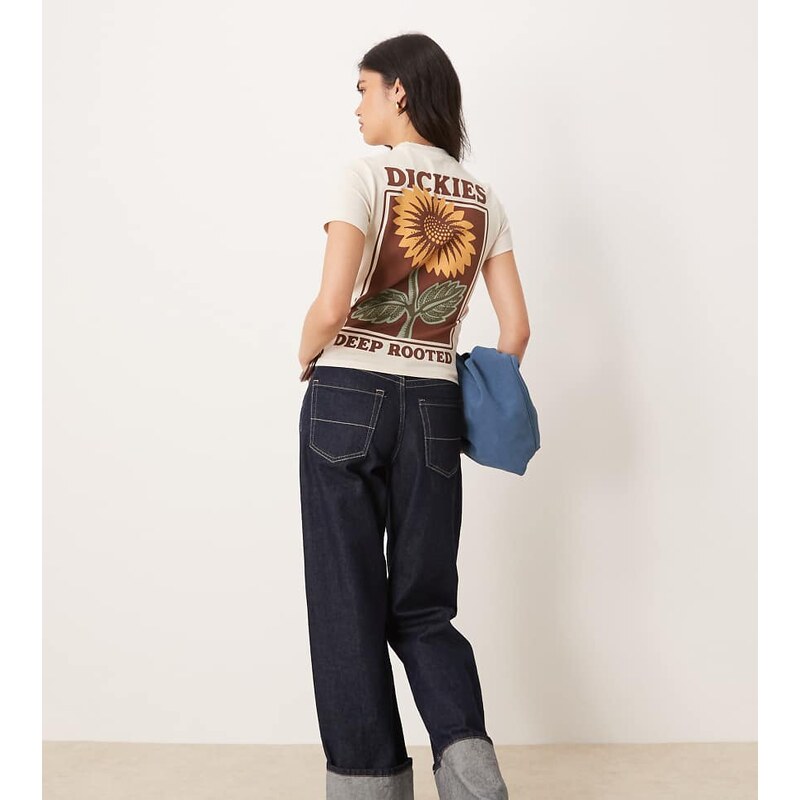 Dickies sunflower graphic back print baby tee in off white- exclusive 108151375