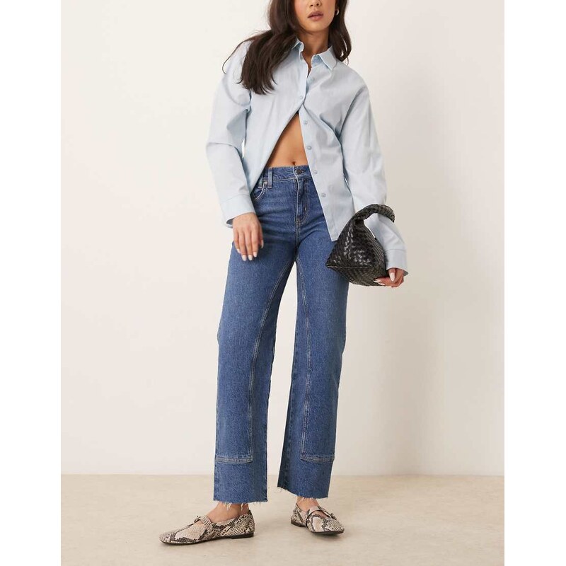 Free People risk taker mid-rise straight leg jeans in be bold blue 106808992