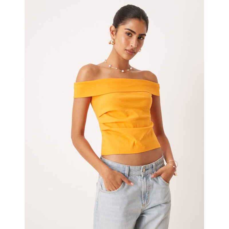 Mango bardot top in orange