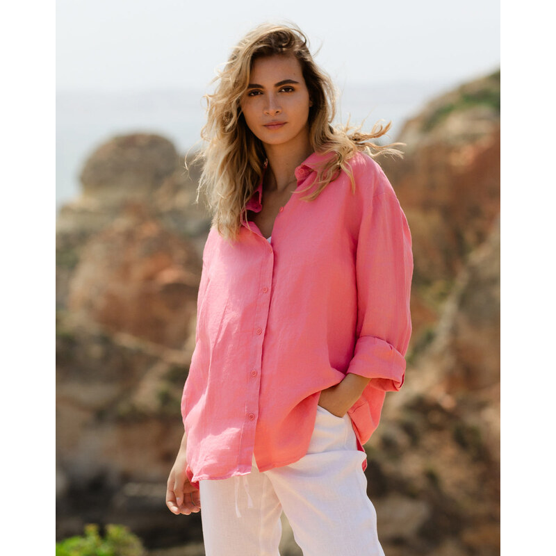 Magic Linen Lněná košile s dlouhým rukávem CORSICA v barvě flamingo 106811808